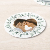 Aangepaste foto Eucalyptus bruiloft Sla de datum o Ronde Kartonnen Onderzetter (Gebogen)