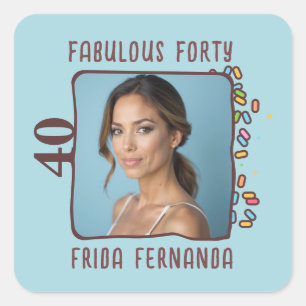Aangepaste Foto Fabulous Veertig Verjaardagsfeest Vierkante Sticker