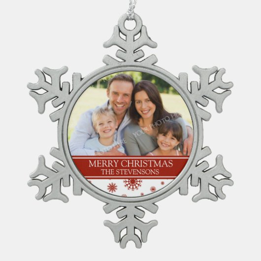 Aangepaste Foto Familie Kerst Ornament Rood (Voorkant)