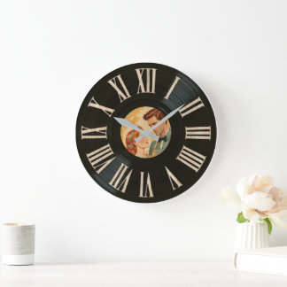Aangepaste Foto Faux Classic Retro Vinyl Record Grote Klok