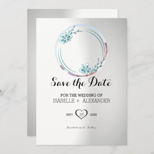 Aangepaste foto Floral Wreath Invitation Kaart (Voorkant / Achterkant)