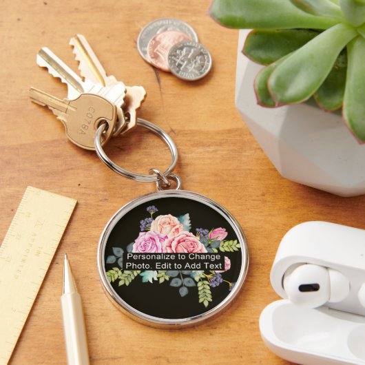 Aangepaste foto foto-naam Monogram prijsopgave Gro Sleutelhanger (Bureau)