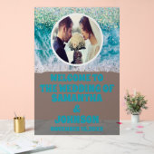 Aangepaste Foto Frosted Beach Wedding Welkom Acryl Bord (Huwelijk)