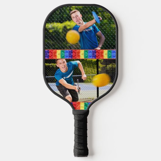 Aangepaste foto-Gay LGBTQ Rainbow Flag Gay Pride Pickleball Paddle (Voorkant)