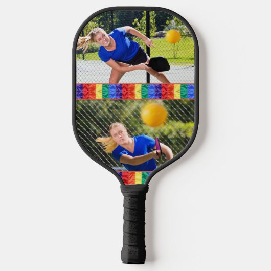 Aangepaste foto-Gay LGBTQ Rainbow Flag Gay Pride Pickleball Paddle (Achterkant)