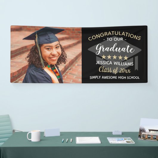 Aangepaste foto Gefeliciteerd Afstuderen Afstudere Spandoek (Beurs)