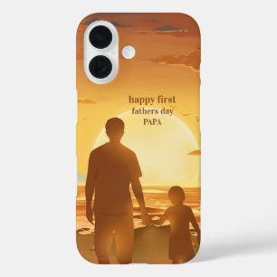 Aangepaste foto ''GELUKKIGE EERSTE VADERDAG PAPA'' iPhone 16 Hoesje