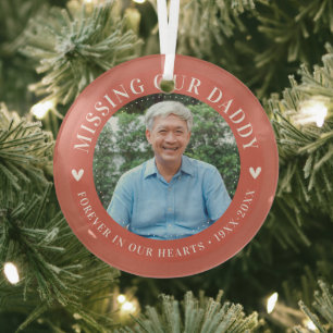 Aangepaste foto gepersonaliseerd herdenkings overl glas ornament