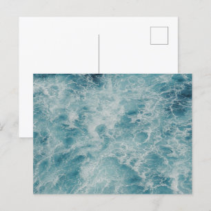 Aangepaste Foto Gepersonaliseerde Blauwe Strandgol Feestdagenkaart
