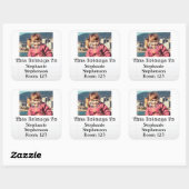 Aangepaste foto Gepersonaliseerde naam Kinder Scho Vierkante Sticker (Vel)