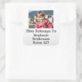 Aangepaste foto Gepersonaliseerde naam Kinder Scho Vierkante Sticker (Tas)