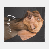 Aangepaste Foto Gepersonaliseerde Pet Naam Fleece Deken (Voorkant (Horizontaal))