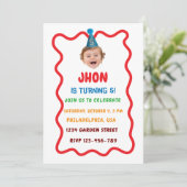 Aangepaste foto Gezicht Verjaardagsuitnodiging, Sc Kaart (Staand voorkant)