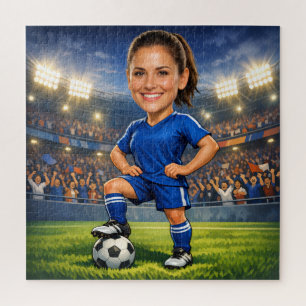Aangepaste foto-gezicht voetbal ster karikatuur legpuzzel