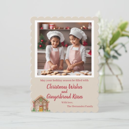 Aangepaste foto Gingerbread Holiday Kaart (Staand voorkant)