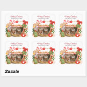 Aangepaste foto Gingerbread House Kerstmis Vierkante Sticker (Vel)