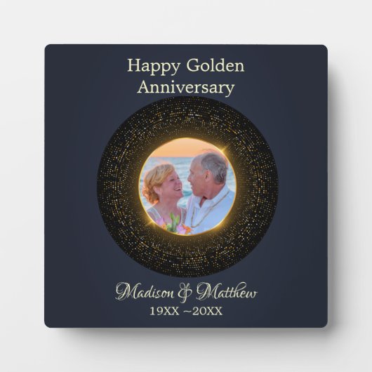 Aangepaste foto Glittering 50e Jubileum Plaque Fotoplaat (Voorkant)