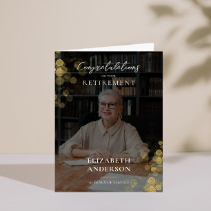 Aangepaste Foto Gold Confetti Retirement Medewerke Bedankkaart