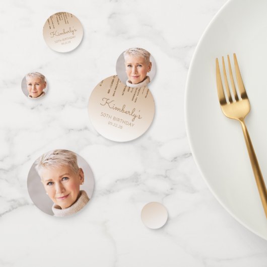 Aangepaste foto Gold Glitter Drip 50th Birthday Confetti (Groep)