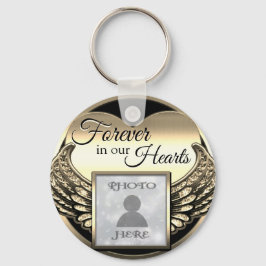 Aangepaste foto Gold Memorial Heart Keychain