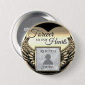 Aangepaste foto Gold Memorial Heart Ronde Button 7,6 Cm (Voorkant /achterkant)