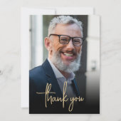 Aangepaste foto Gold Script 70ste verjaardagsfeest Bedankkaart (Voorkant)