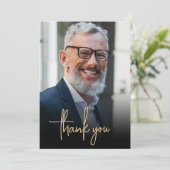 Aangepaste foto Gold Script 70ste verjaardagsfeest Bedankkaart (Staand voorkant)