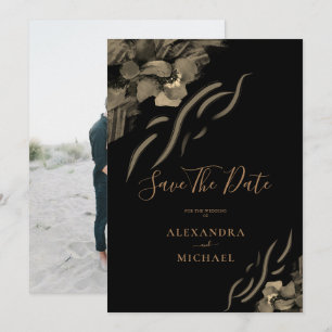 Aangepaste foto Golden Iris Flowers Black Wedding Save The Date