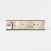 Aangepaste foto goud monogram modern bureau naambordje (Voorkant)