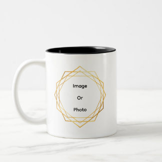 Aangepaste foto gouden geometrische tweekleurige m koffiemok