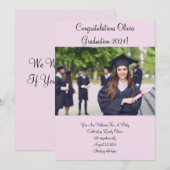 AANGEPASTE FOTO GRADUATIE PARTY UITNODIGING ROZE (Voorkant / Achterkant)