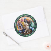 Aangepaste foto Groene Buffalo Pset Merry kerst Ronde Sticker (Envelop)