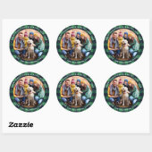 Aangepaste foto Groene Buffalo Pset Merry kerst Ronde Sticker (Vel)
