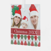 Aangepaste foto groene en rode stijl glas ornament (Voorkant links)