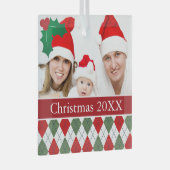 Aangepaste foto groene en rode stijl glas ornament (Voorkant Rechts)