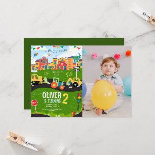 Aangepaste foto, Groene tractor verjaardag Kaart