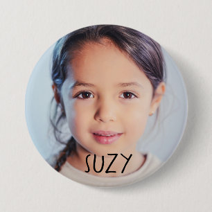 Aangepaste foto grote knop met naam ronde button 7,6 cm