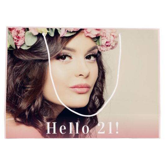 Aangepaste foto hallo 21 roos goud groot cadeauzakje (Achterkant)