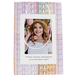 Aangepaste foto Happy Birthday gepersonaliseerd Medium Cadeauzakje