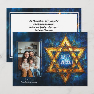 Aangepaste foto Happy Hanukkah✡️, Ster van David P Feestdagenkaart