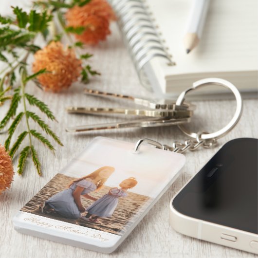 Aangepaste foto Happy Moederdag script Sleutelhanger (Voorkant Rechts)