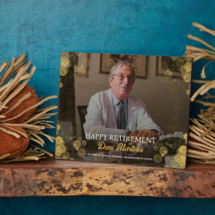 Aangepaste foto Happy Retirement Gold Confetti Fotoplaat