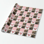 Aangepaste foto Happy Valentine's Day Hearts Patte Cadeaupapier (Uitgerold)