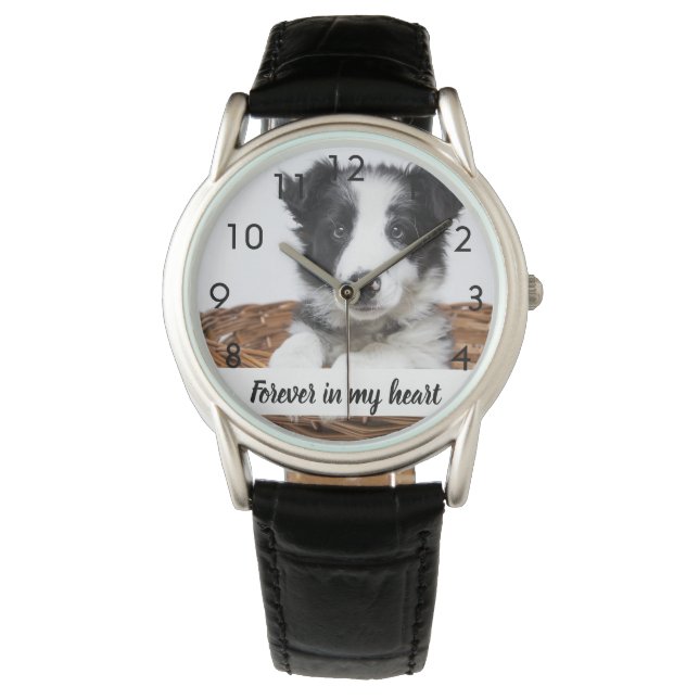 Aangepaste foto-herdenkingshond horloge (Voorkant)