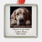 Aangepaste foto-herinnering huisdier hond   metalen ornament (Voorkant)