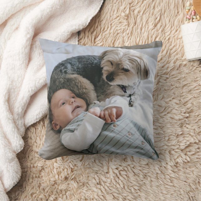 Aangepaste Foto Hond Baby Keepsake Dubbelzijdig Kussen (Deken)