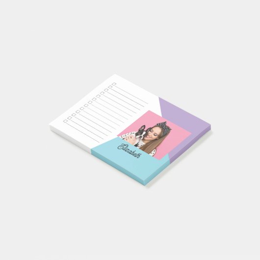 Aangepaste foto hond liefhebber naam checklijst post-it® notes (Schuin)
