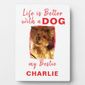 Aangepaste foto hond naam wit rood fotoplaat (voorkant)