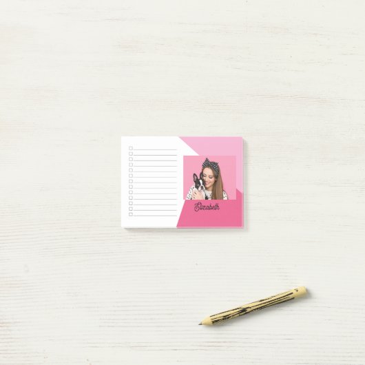 Aangepaste foto Hondenliefhebber naam checklist Post-it® Notes (Op bureau)