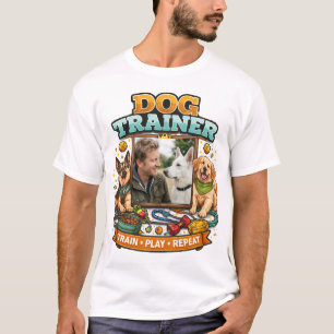 Aangepaste foto hondentrainer leuke cartoonillustr t-shirt